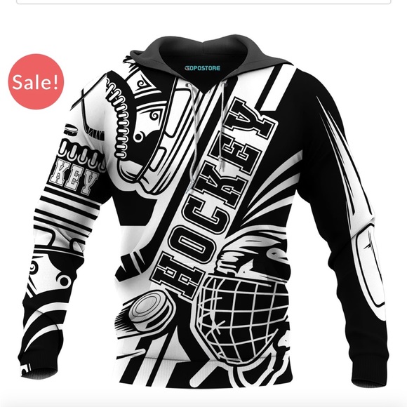 GOPOSTORE 3XL Hockey Lover 3D All Over Printed Full Zip Hoodie - Picture 10 of 11